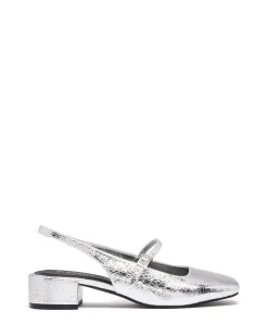 Therapy Shoes Low Heels-Becker Slingback Heel Cracked Metallic