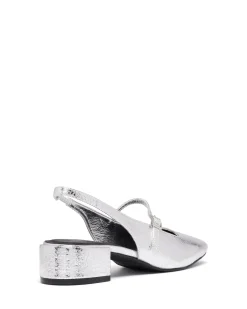 Therapy Shoes Low Heels-Becker Slingback Heel Cracked Metallic