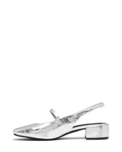Therapy Shoes Low Heels-Becker Slingback Heel Cracked Metallic