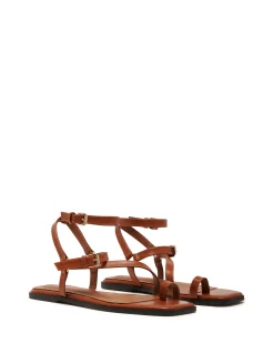 Therapy Shoes Sandals|Flat Sandals-Gerry Sandal Dark Tan Burnished