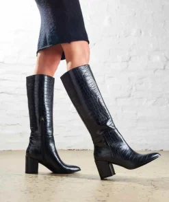 Therapy Shoes Tall Boots-Julia Tall Boot Black Croc
