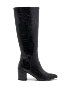 Therapy Shoes Tall Boots-Julia Tall Boot Black Croc