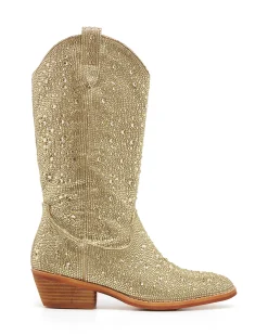 Therapy Shoes Tall Boots|Boots-Majesty Cowboy Boot Rhinestones