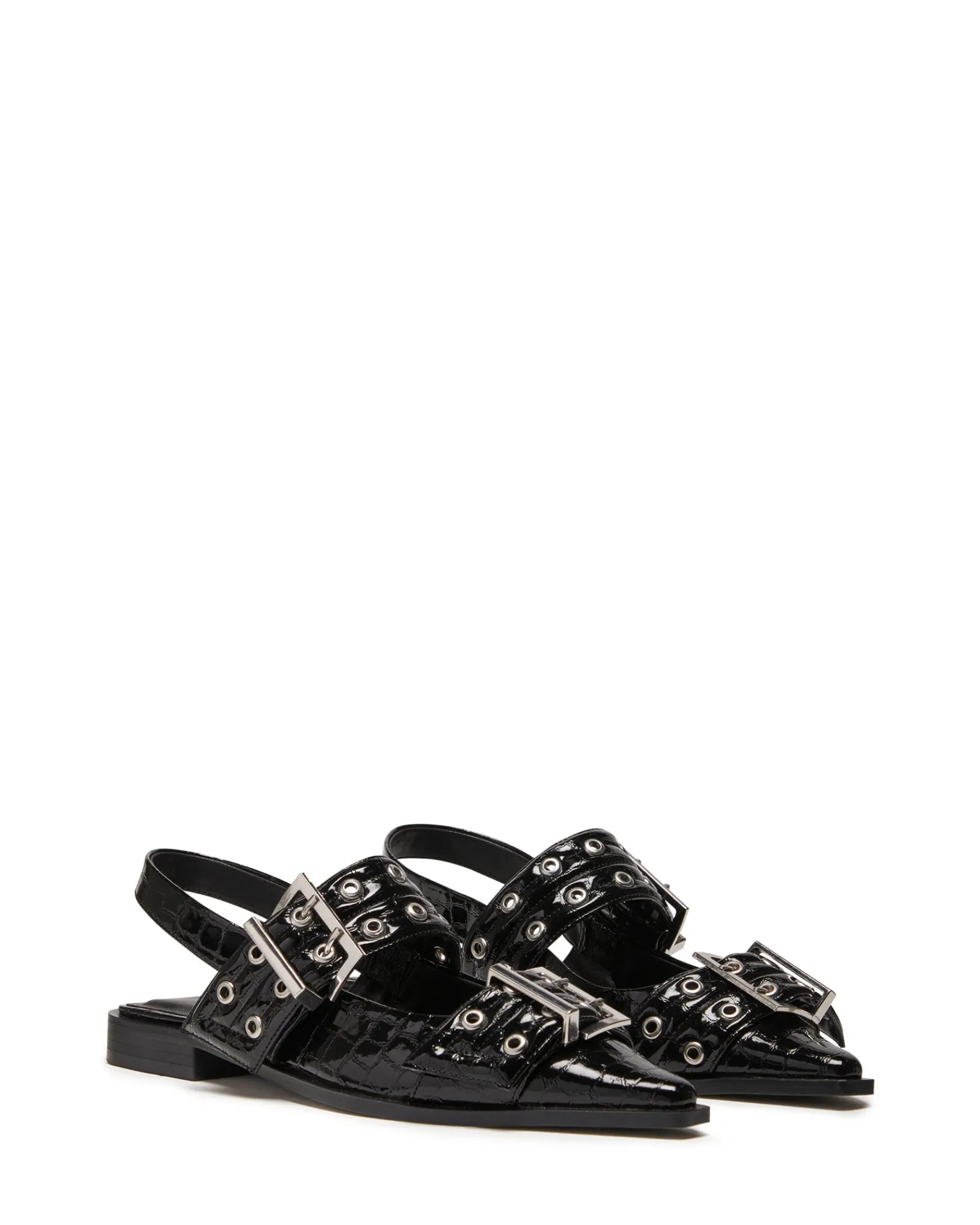 Therapy Shoes Ballet Flats-Matilda Pointed Flat Patent Croc