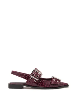 Therapy Shoes Ballet Flats-Matilda Pointed Flat Patent Croc