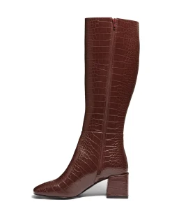Therapy Shoes Heeled Boots|Tall Boots-Wolf Chocolate Croc *FINAL SALE*